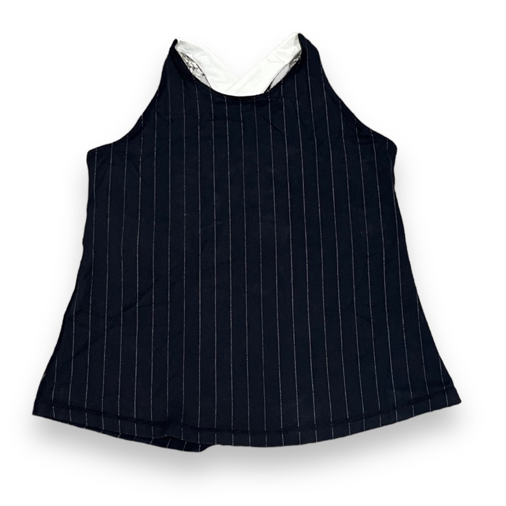LULULEMON Athletica Size 8 Athletic Top black white pinstripe Yoga Workout